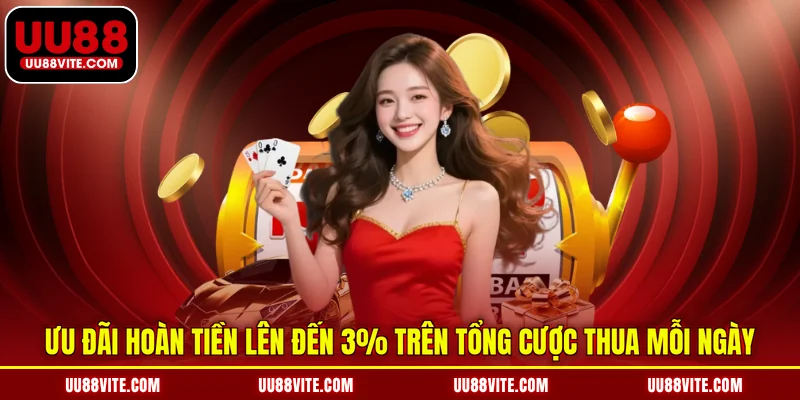 Ưu đãi hoàn tiền lên đến 3% trên tổng cược thua mỗi ngày